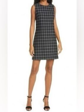 Alice + Olivia Ellis Windowpane Check Shift Mini Dress